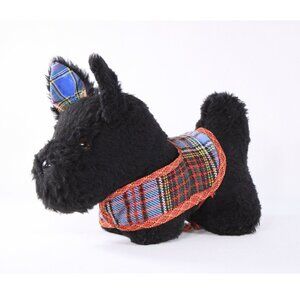 Vintage Black Scottie plush toy, Weston terrier handmade ca 1960s kids toy,